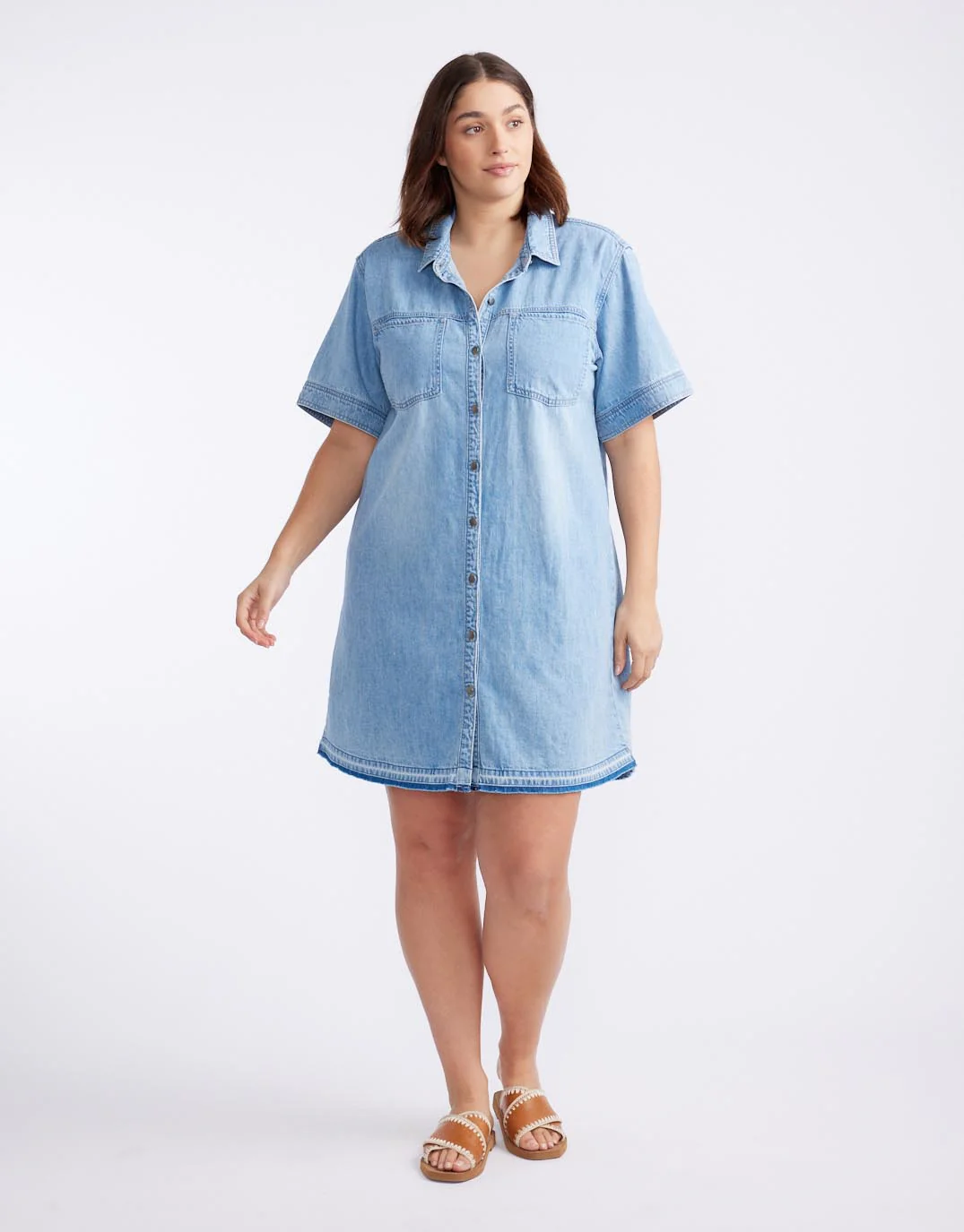 Claudia Denim Dress - Mid Wash - Image 11