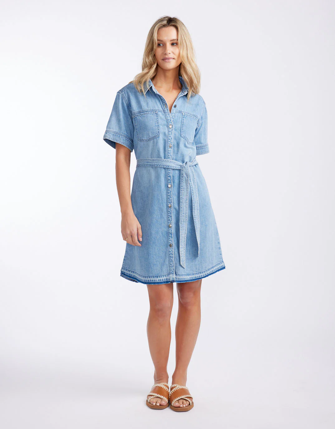 Claudia Denim Dress - Mid Wash - Image 12