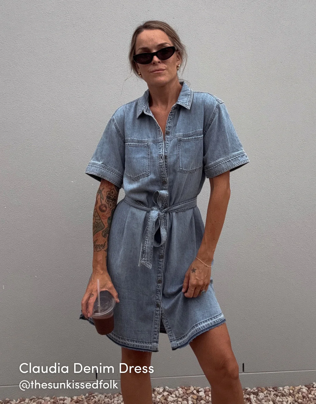 Claudia Denim Dress - Mid Wash - Image 18