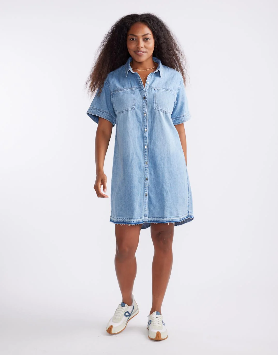 Claudia Denim Dress - Mid Wash - Image 3