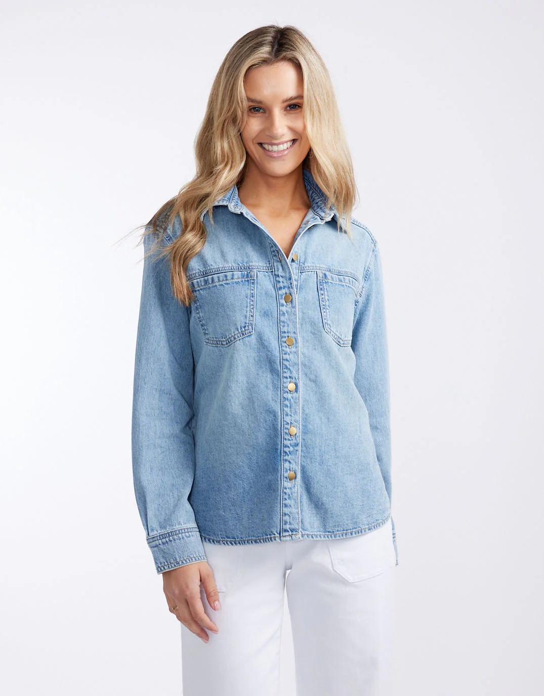 Claudia Relaxed Shirt - Mid Wash - Image 12