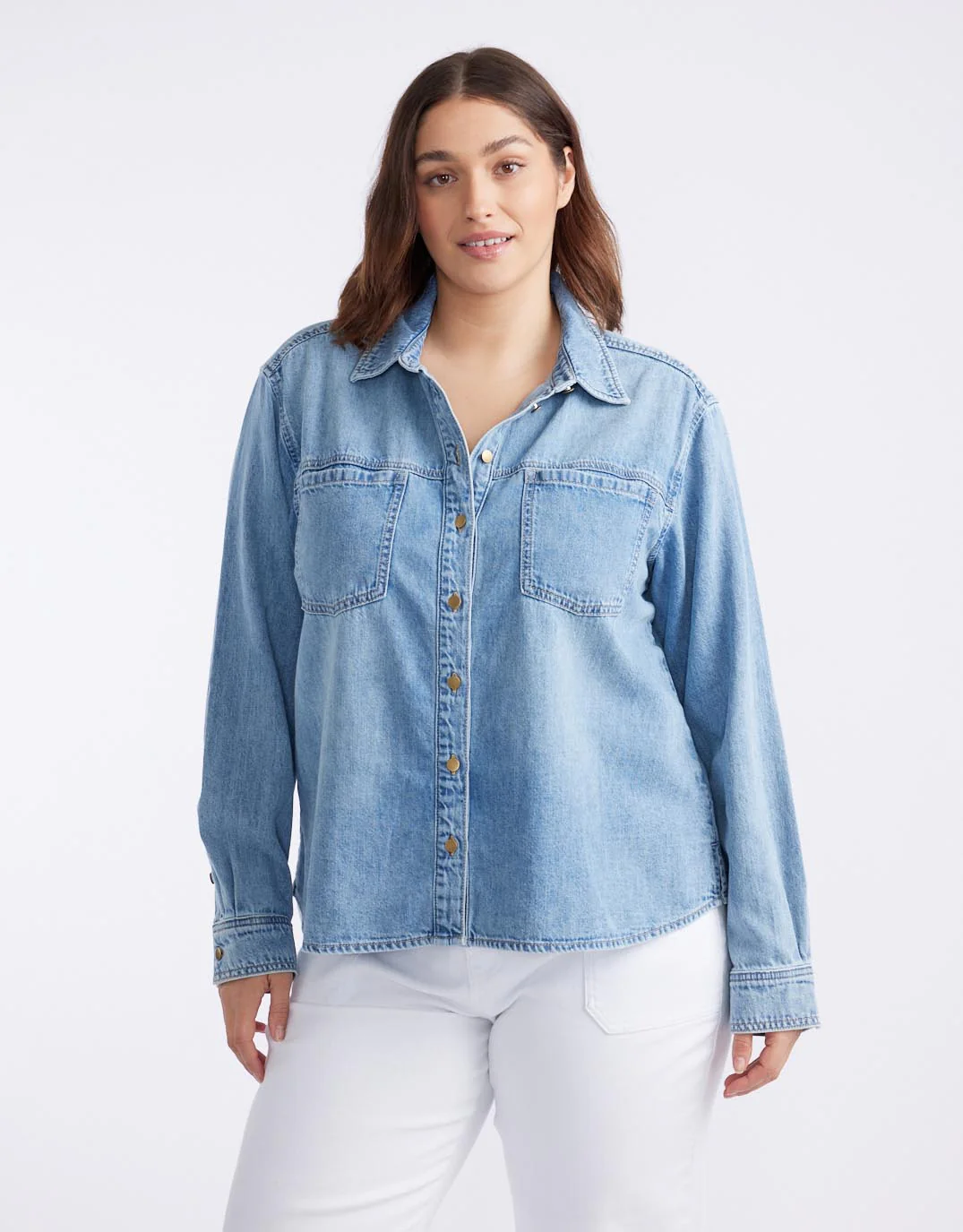Claudia Relaxed Shirt - Mid Wash - Image 8