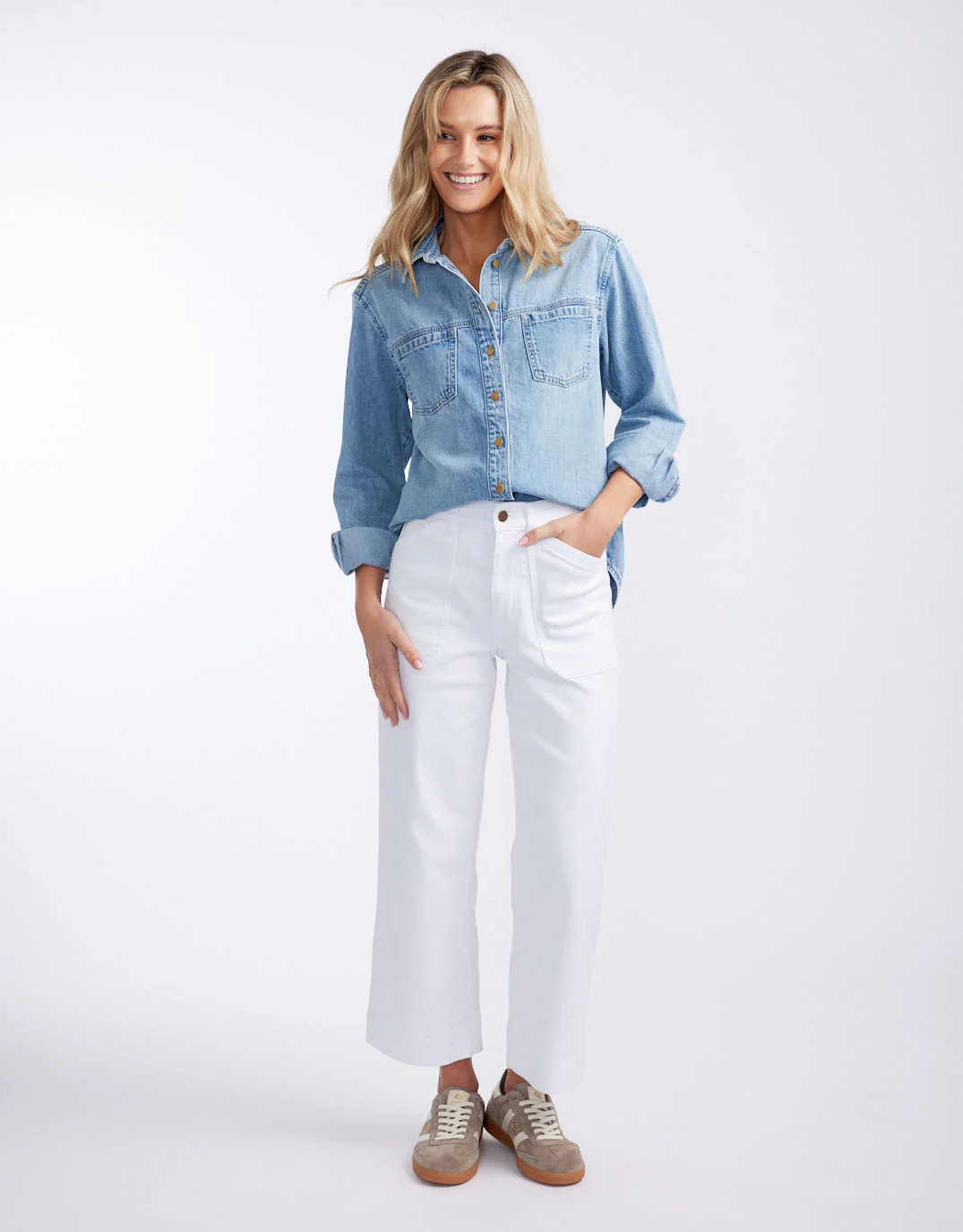 Claudia Relaxed Shirt - Mid Wash - Image 9