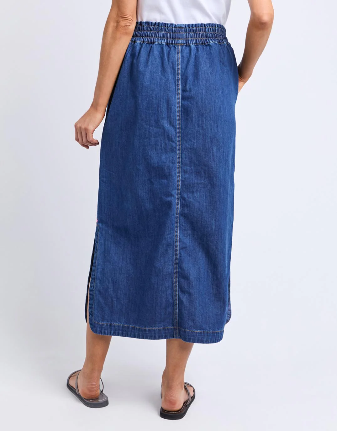 Clover Midi Denim Skirt - Mid Blue Wash - Image 11