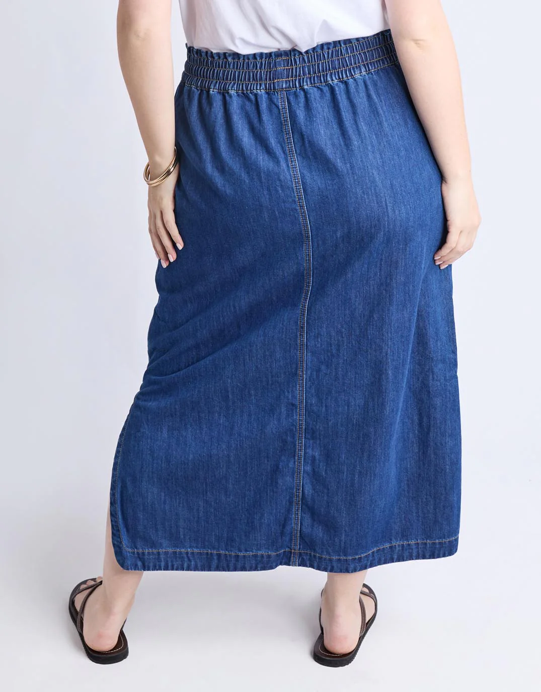 Clover Midi Denim Skirt - Mid Blue Wash - Image 12