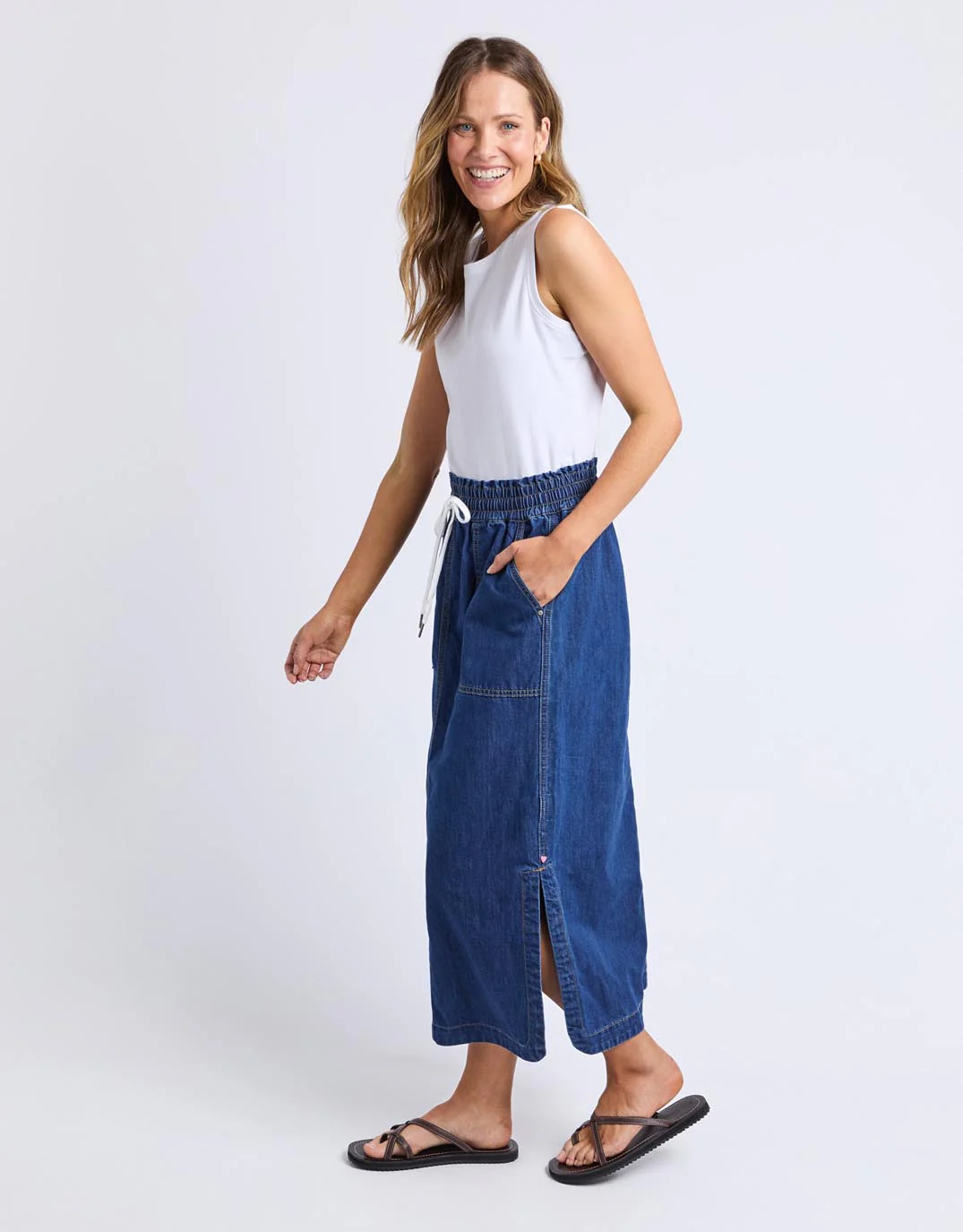Clover Midi Denim Skirt - Mid Blue Wash - Image 5