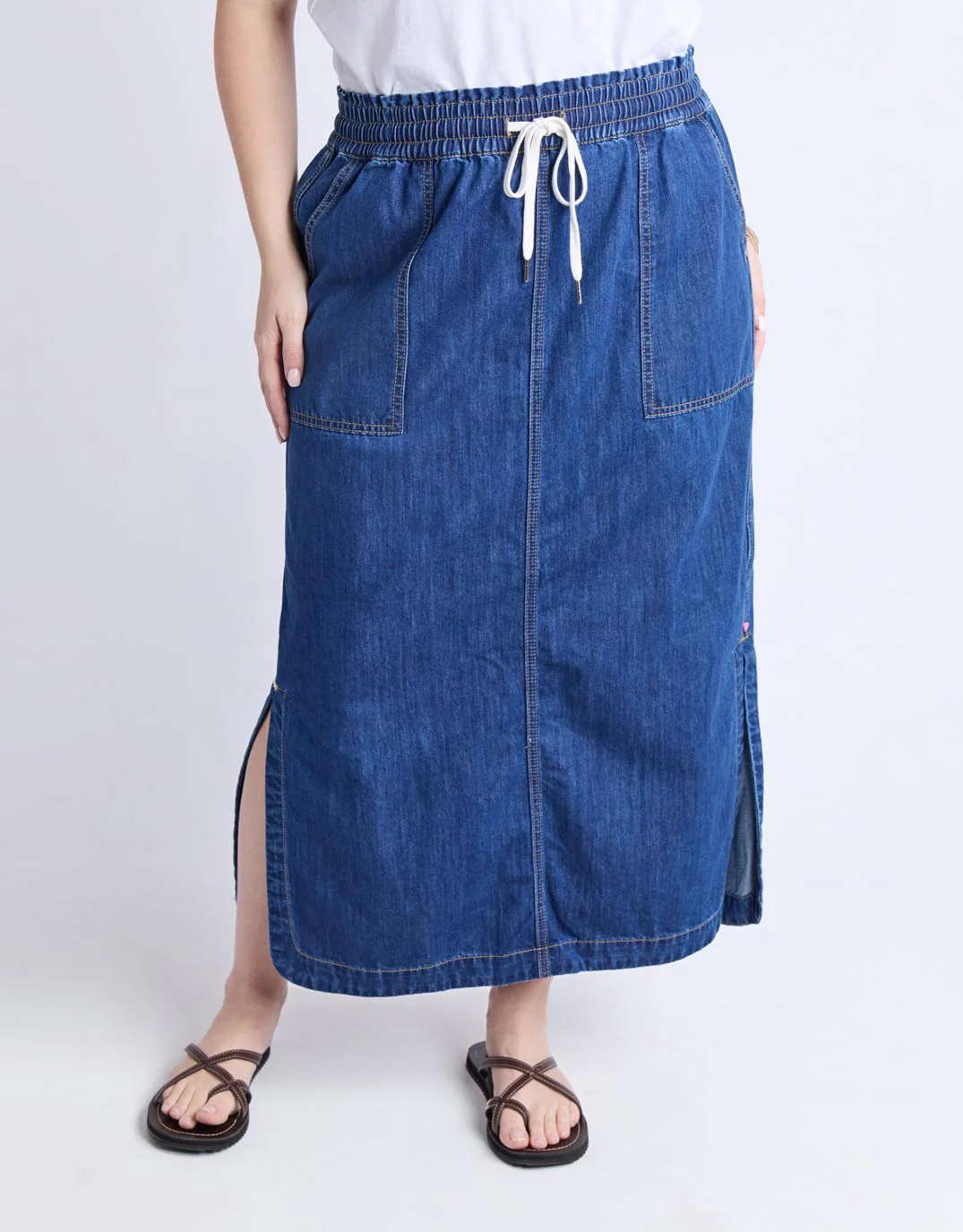 Clover Midi Denim Skirt - Mid Blue Wash - Image 6