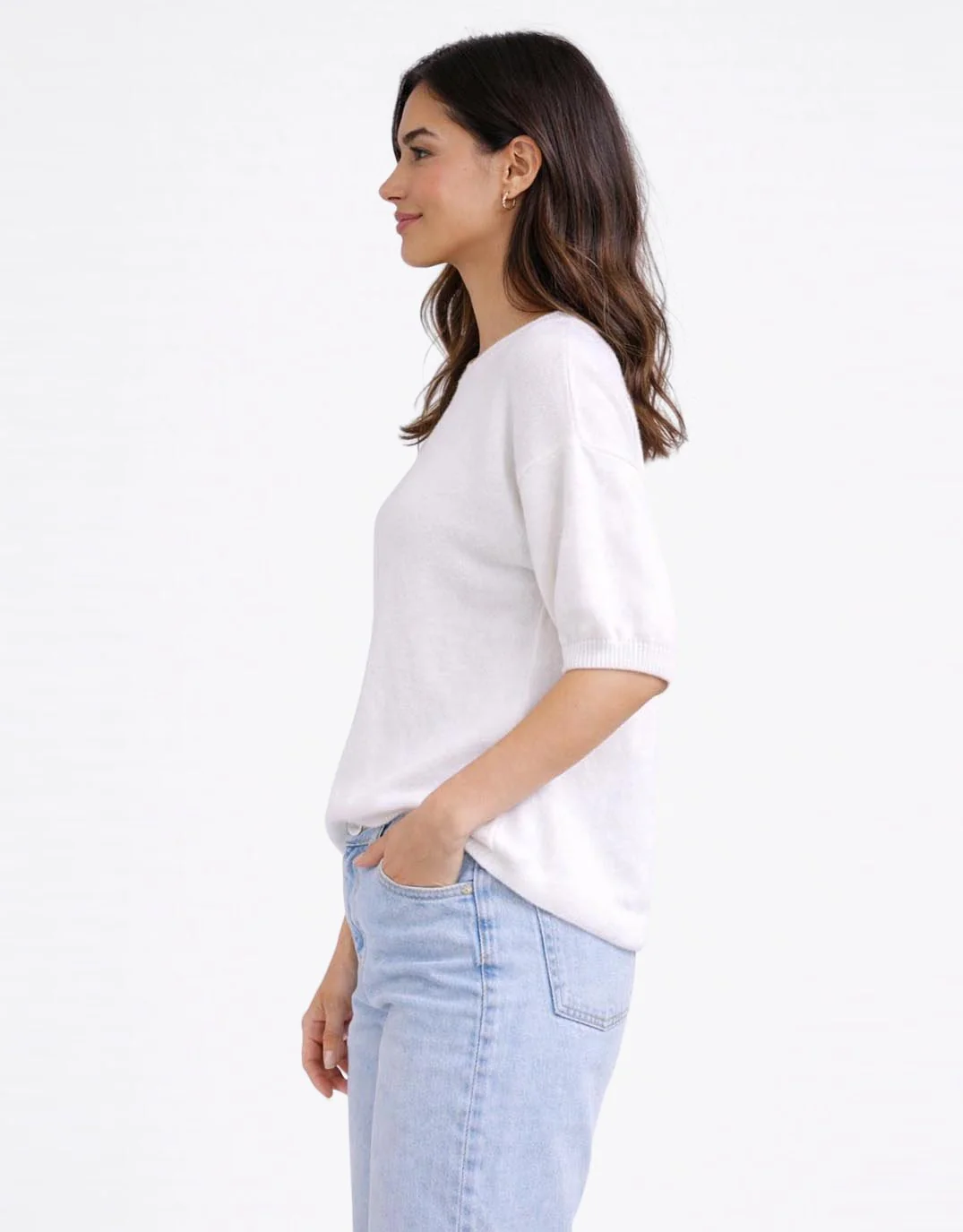 Cotton Knit Tee - White - Image 2