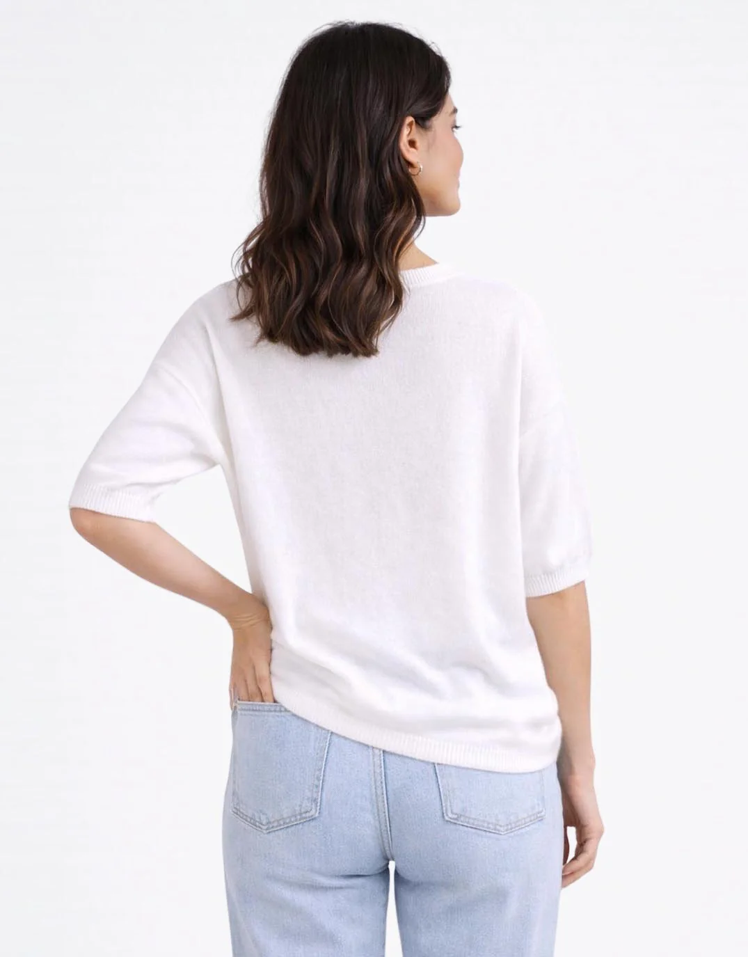 Cotton Knit Tee - White - Image 3