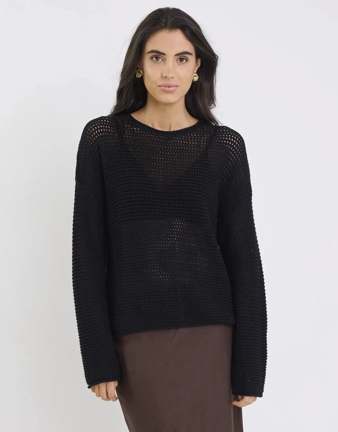 Dawn Crochet Knit Jumper - Black