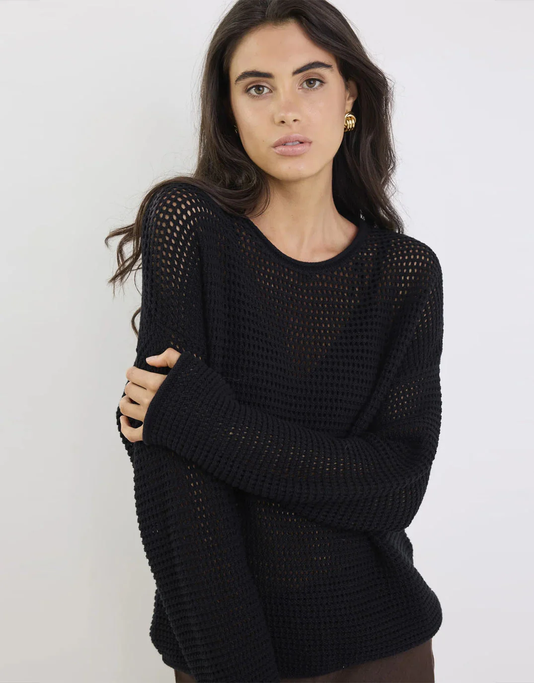 Dawn Crochet Knit Jumper - Black - Image 2