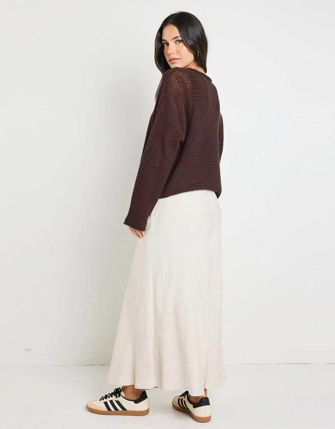 Dawn Crochet Knit Jumper - Chocolate - Image 8