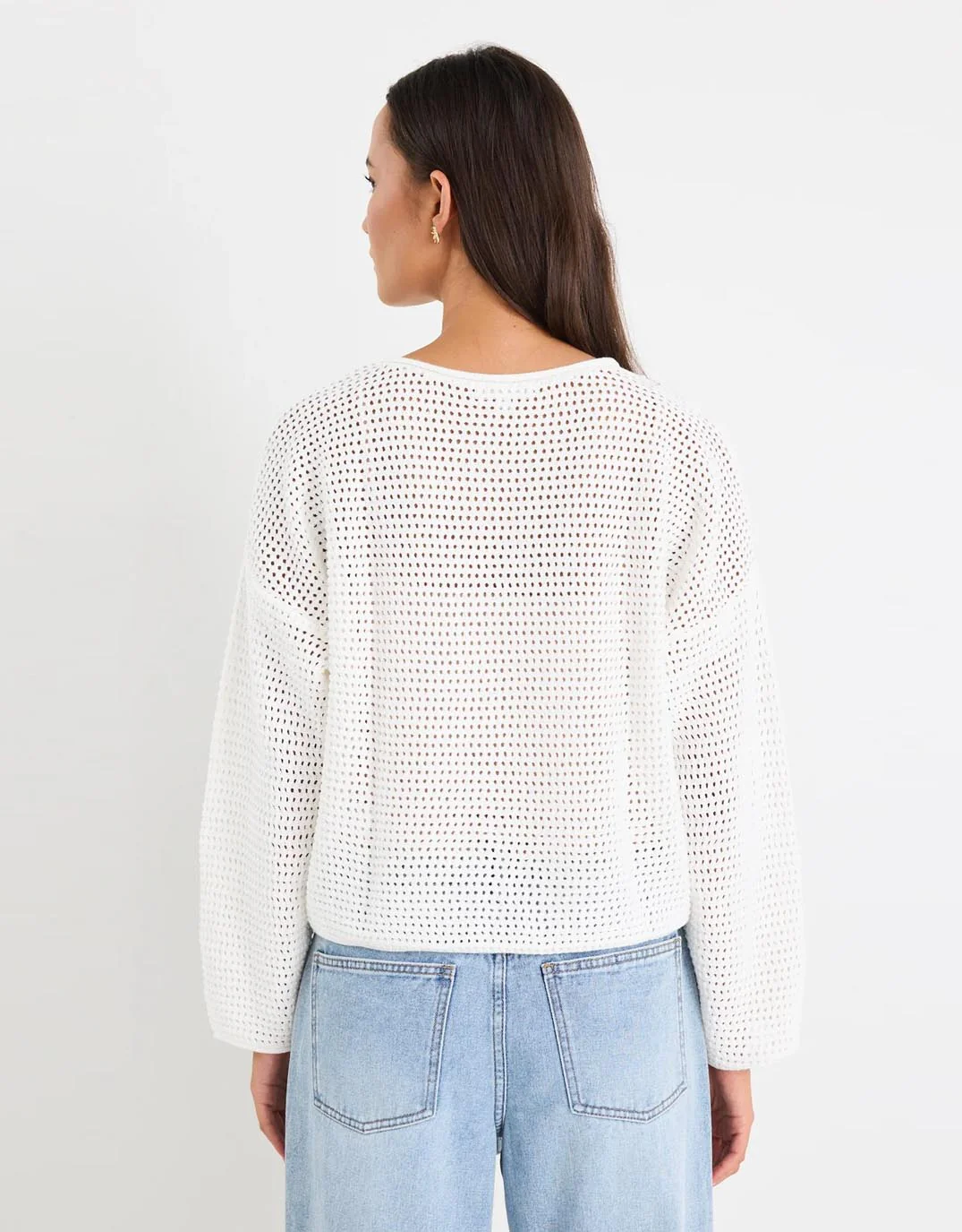 Dawn Crochet Knit Jumper - Ivory - Image 4