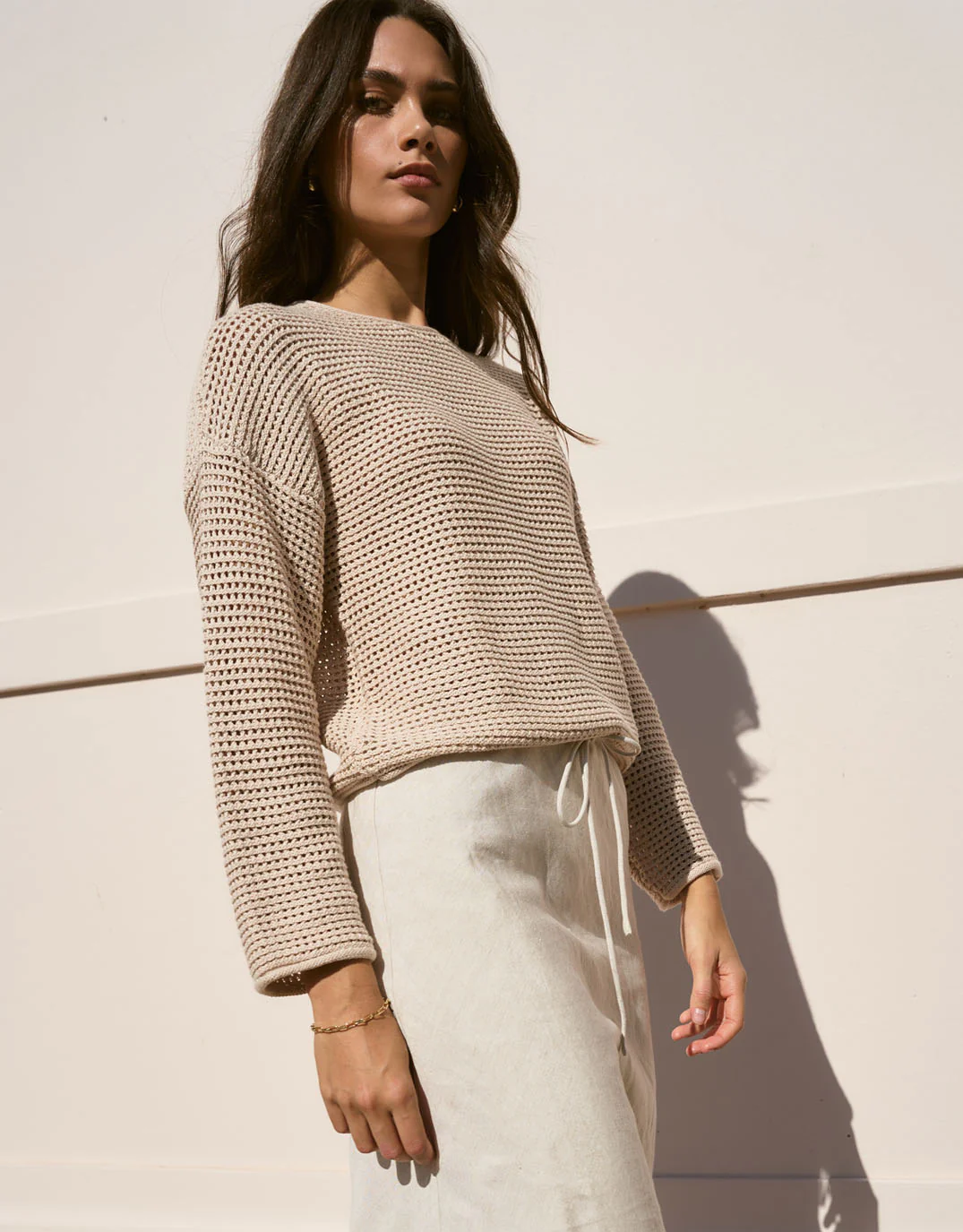 Dawn Crochet Knit Jumper - String - Image 4