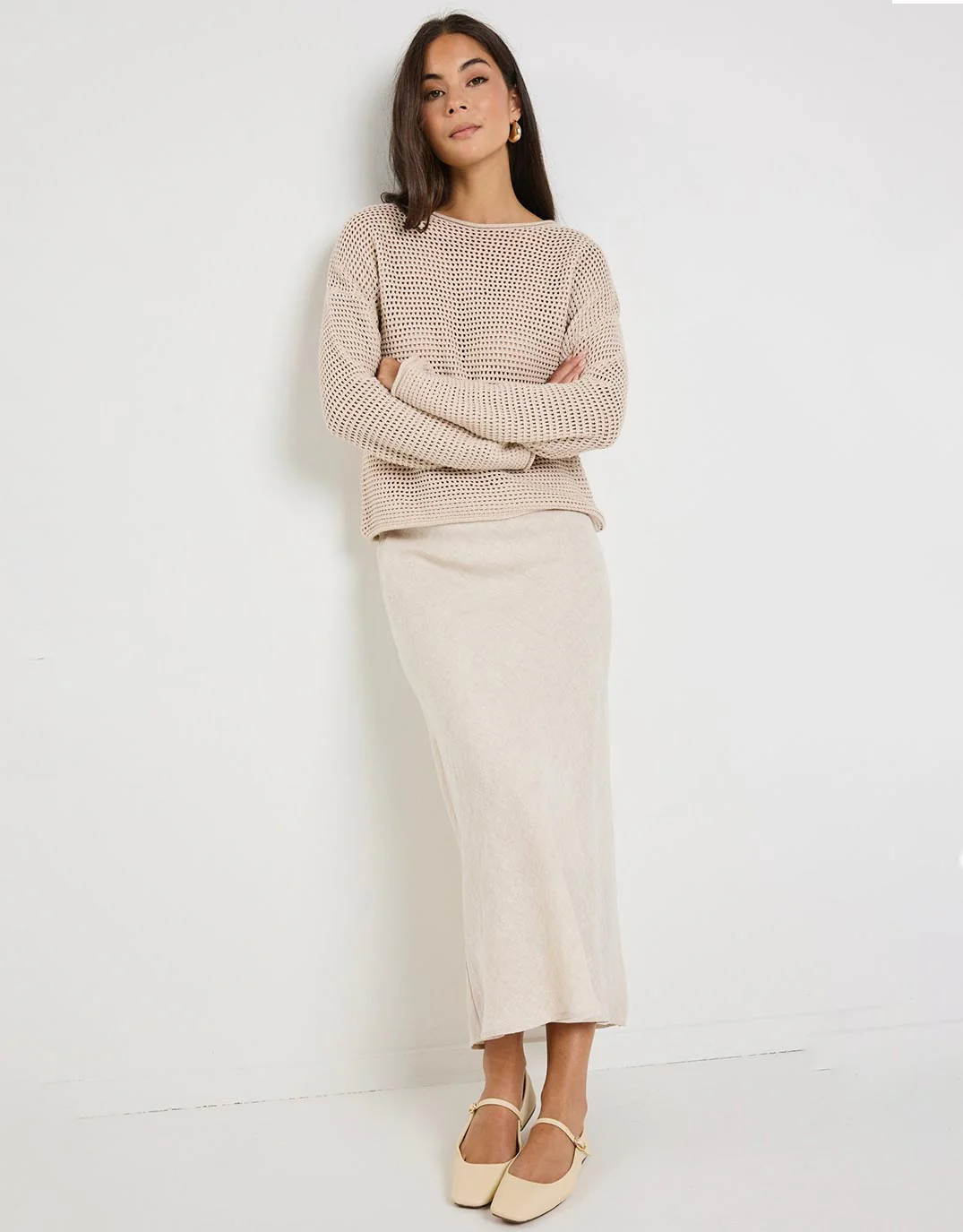 Dawn Crochet Knit Jumper - String - Image 6
