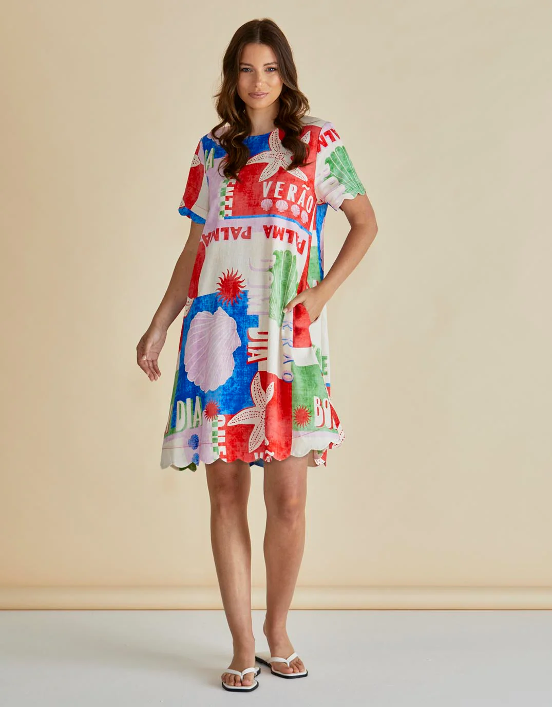 Dawn Shift Dress - Seashell Print