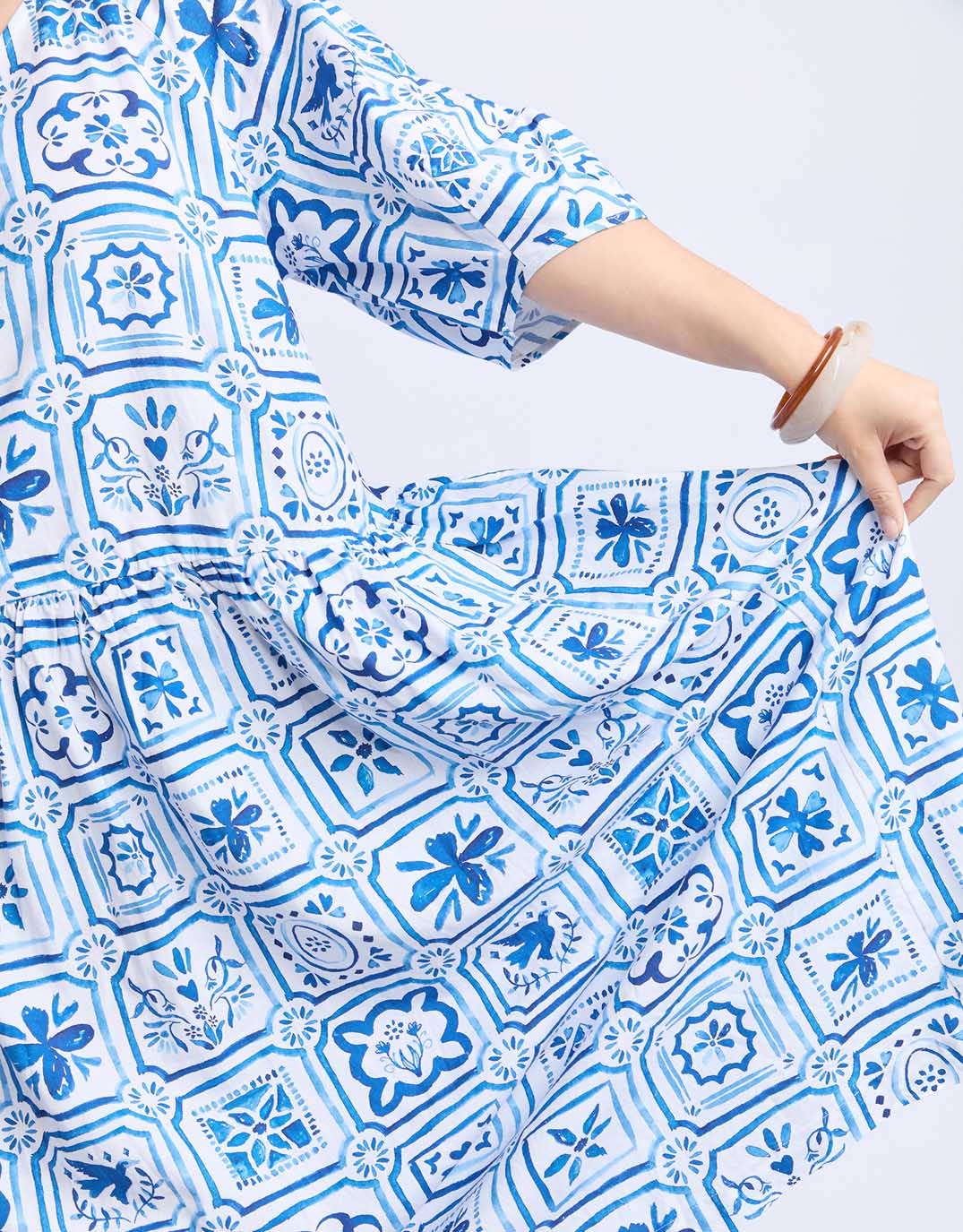 Dolce Tile Midi Dress - Ocean Tile Print - Image 6