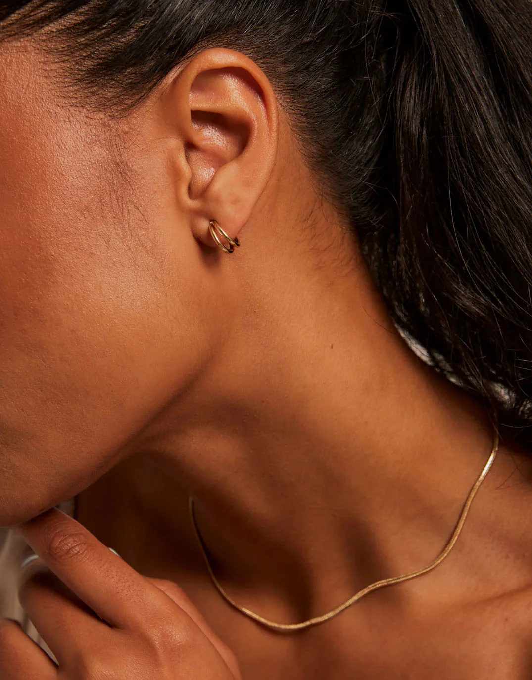 Double Loop Gold Earrings - Image 2