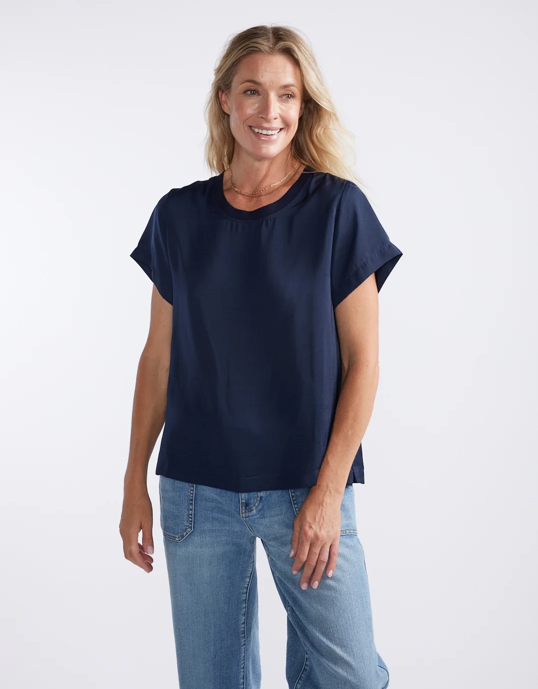Drape Tee - Navy - Image 6
