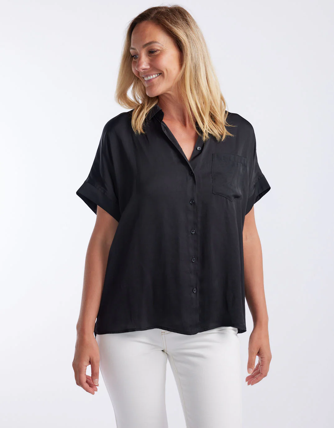Effortless Drape Shirt - Black - Image 5