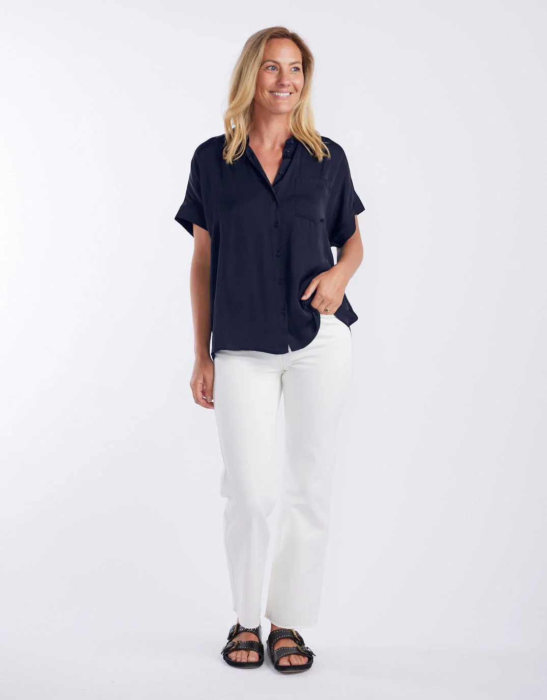 Effortless Drape Shirt - Dark Navy - Image 5