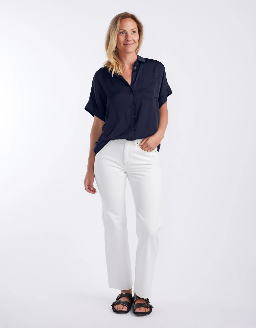 Effortless Drape Shirt - Dark Navy - Image 6