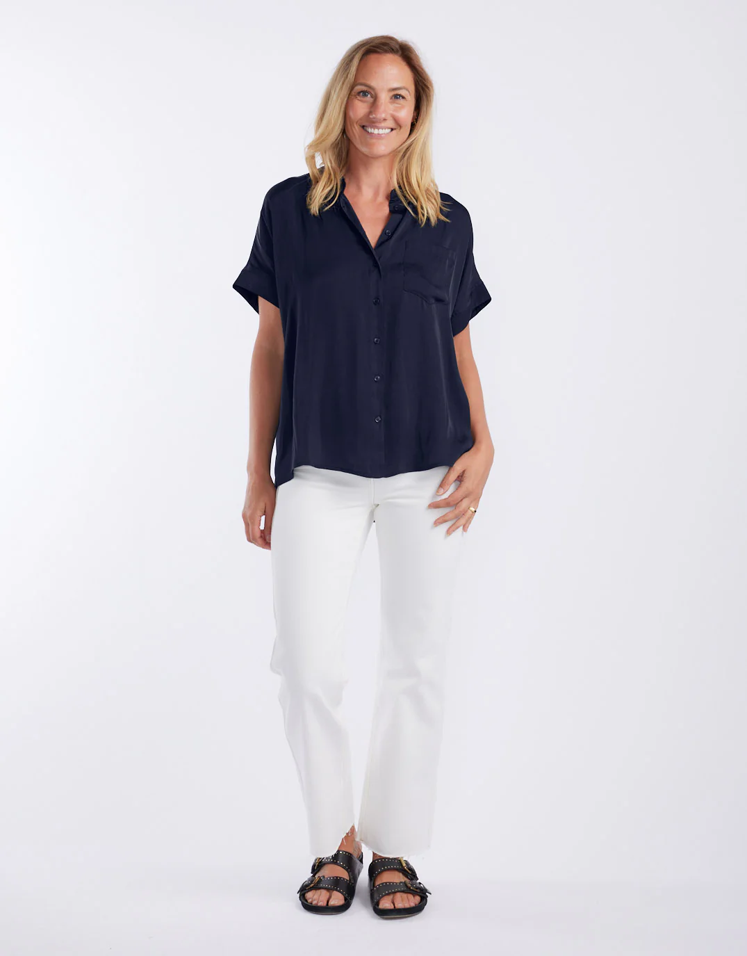 Effortless Drape Shirt - Dark Navy - Image 9