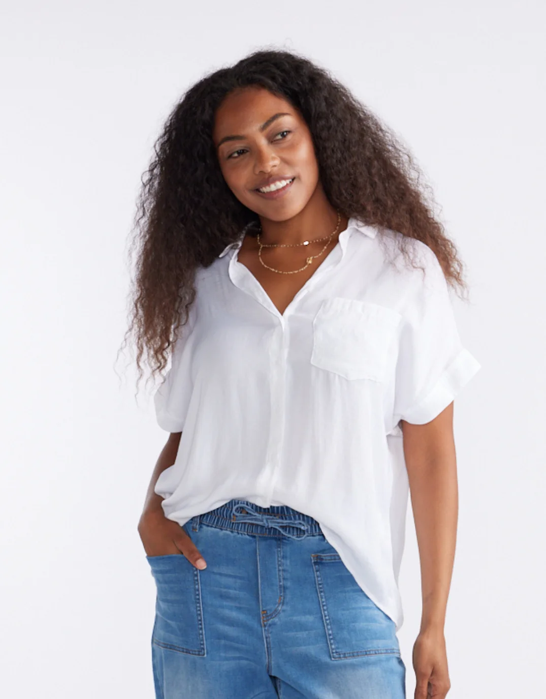 Effortless Drape Shirt - White - Image 4