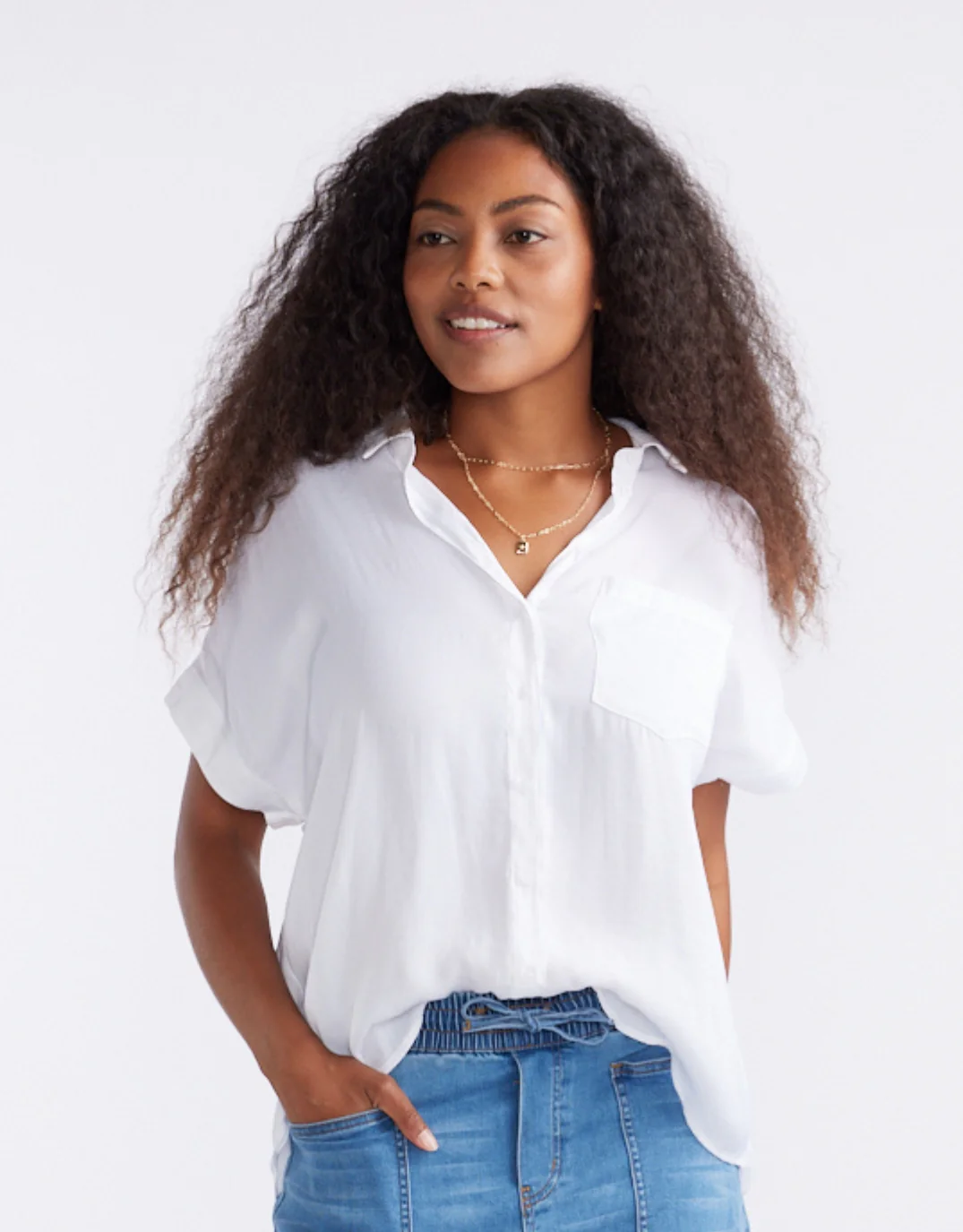 Effortless Drape Shirt - White - Image 5