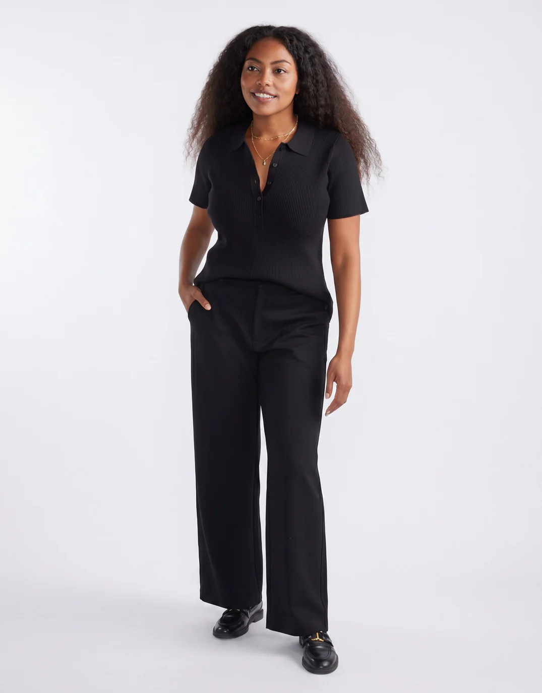 Effortless Ponte Pant - Black/Black - Image 2