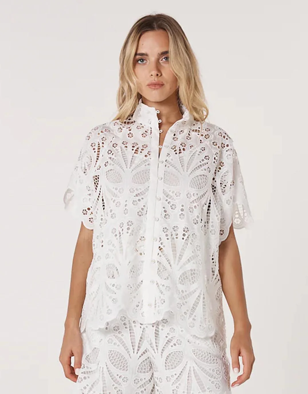 Elara Broderie Blouse - Ivory