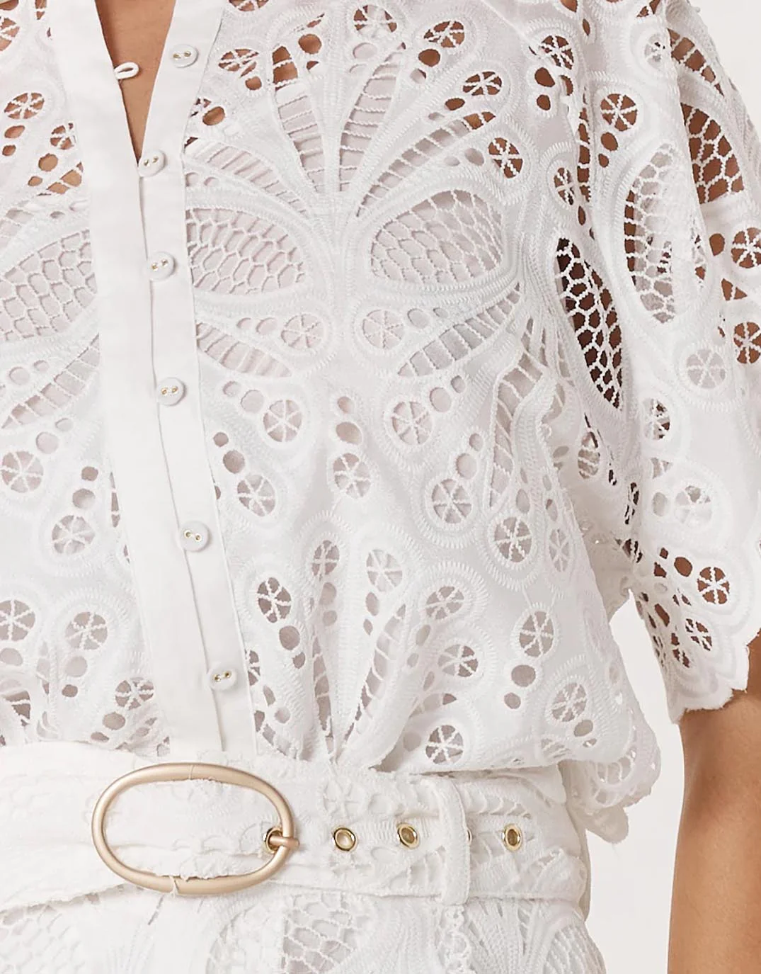 Elara Broderie Blouse - Ivory - Image 4