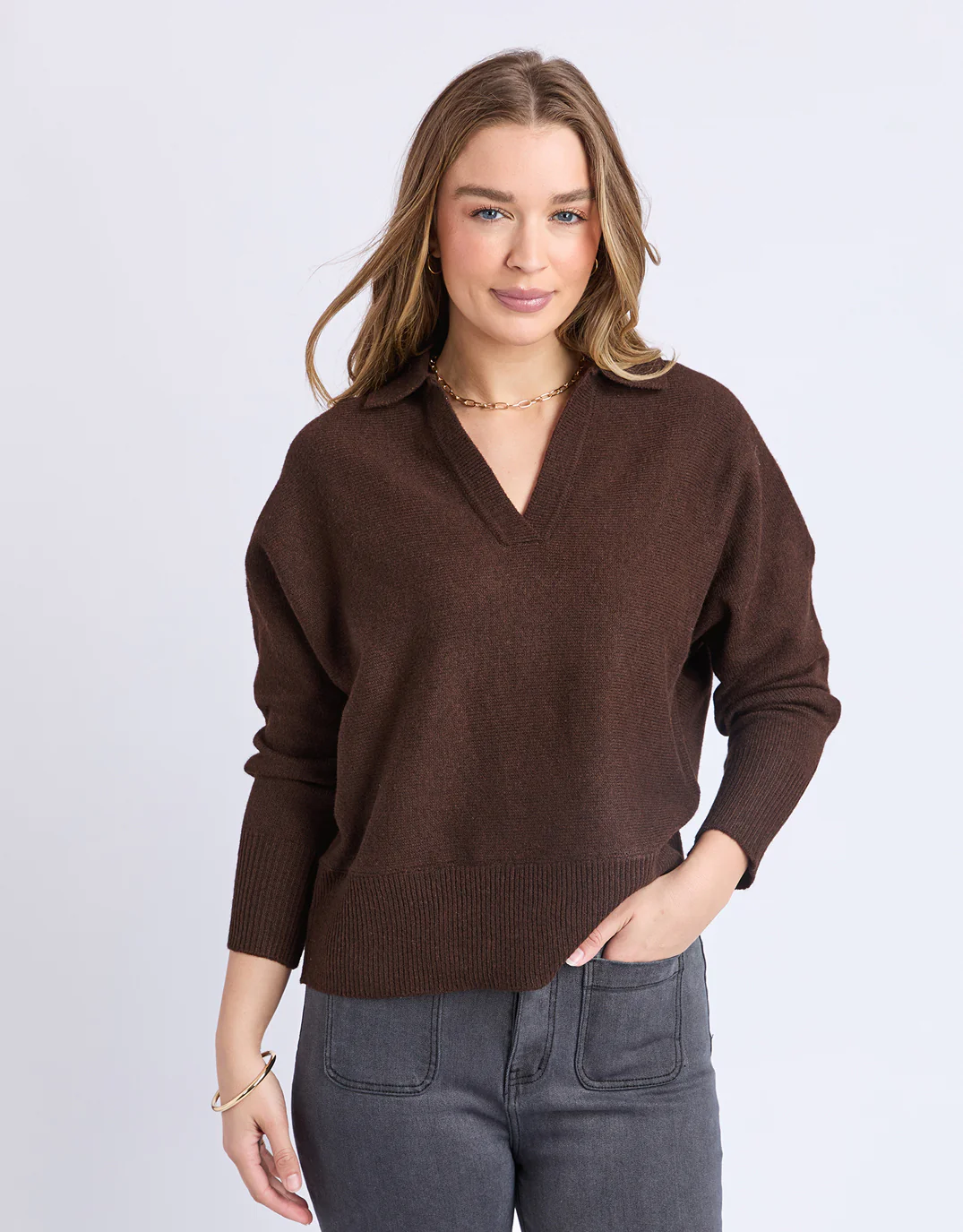 Elea Knit Polo - Coffee