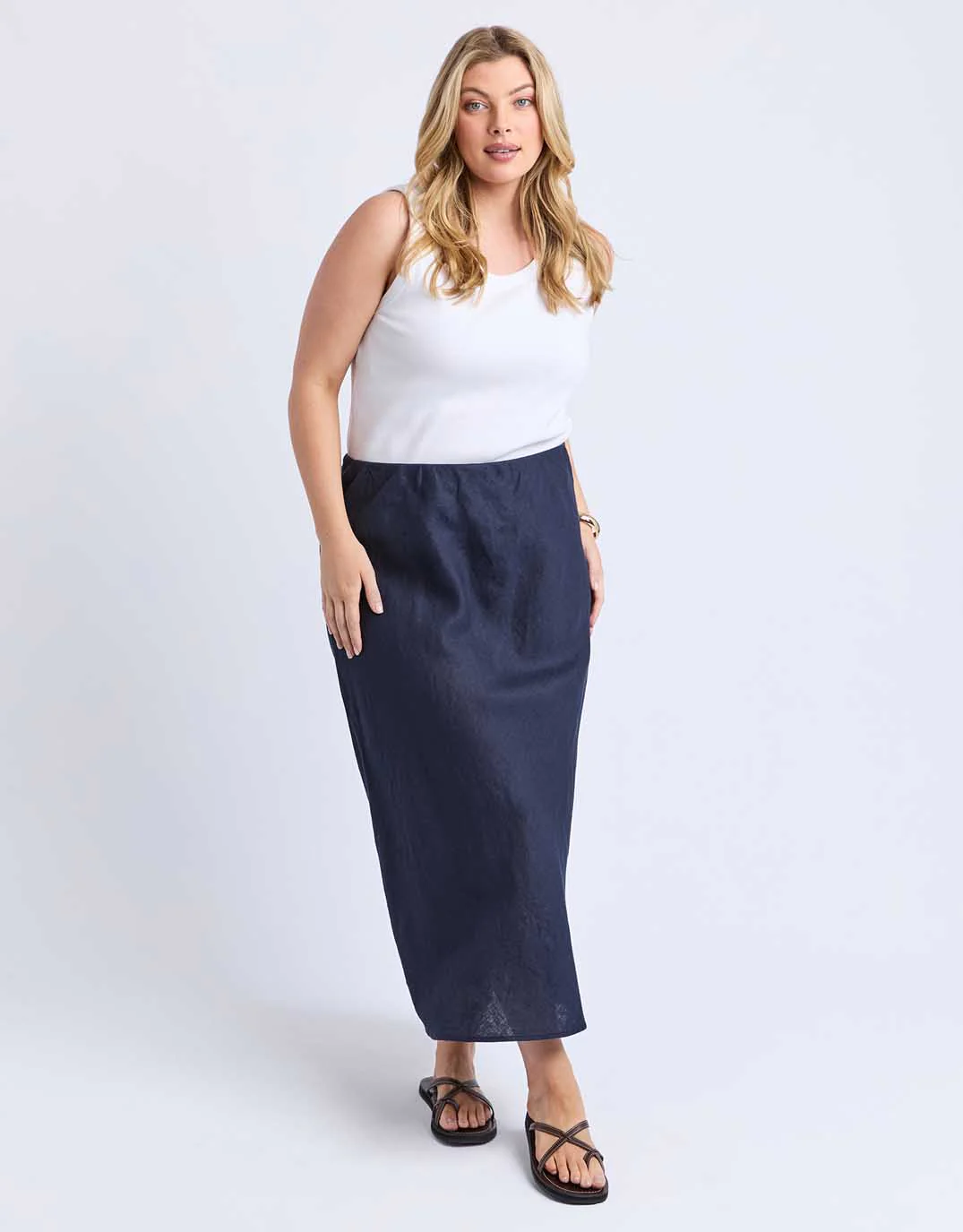 Eleni Linen Skirt - Dark Sapphire - Image 2