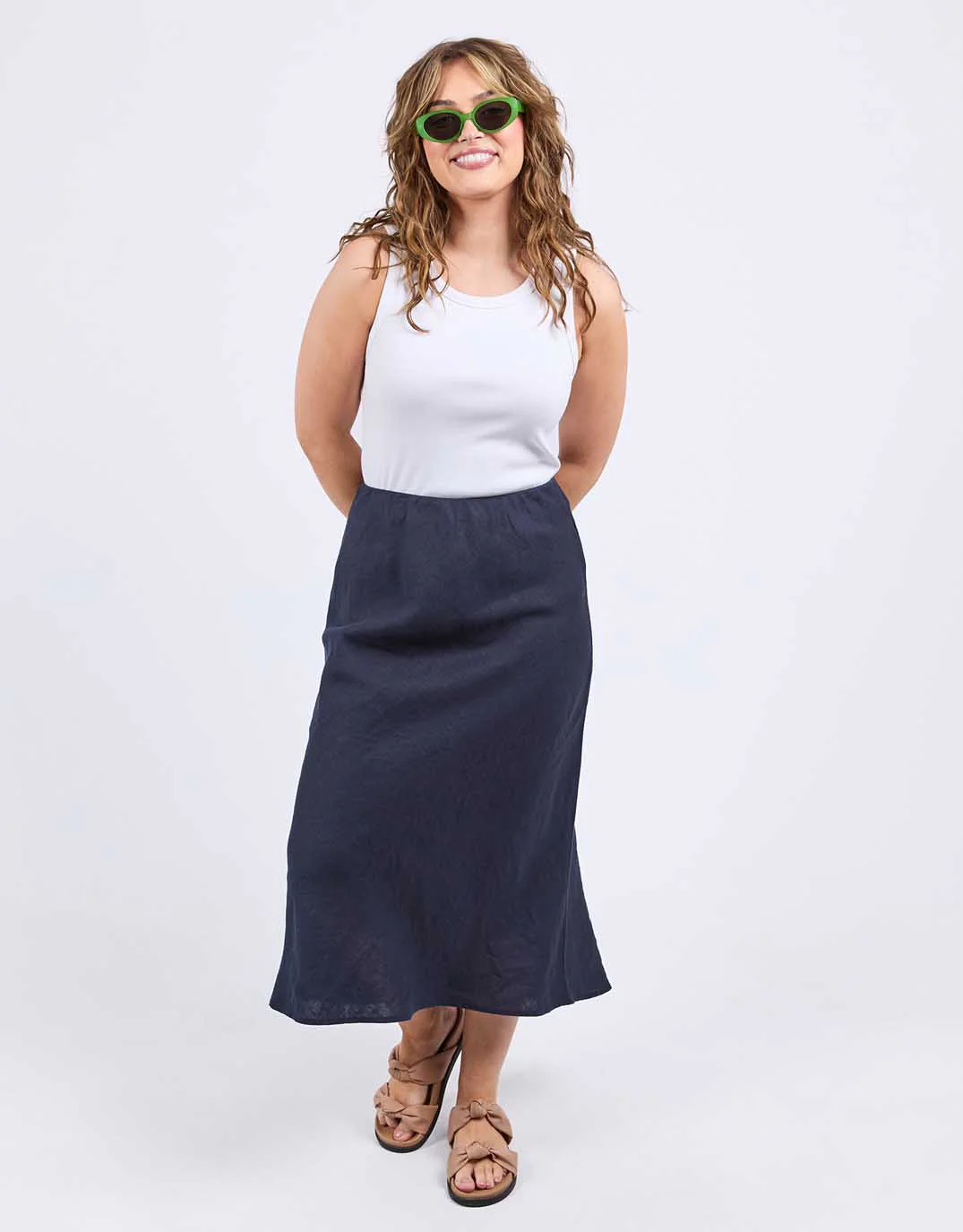 Eleni Linen Skirt - Dark Sapphire - Image 3