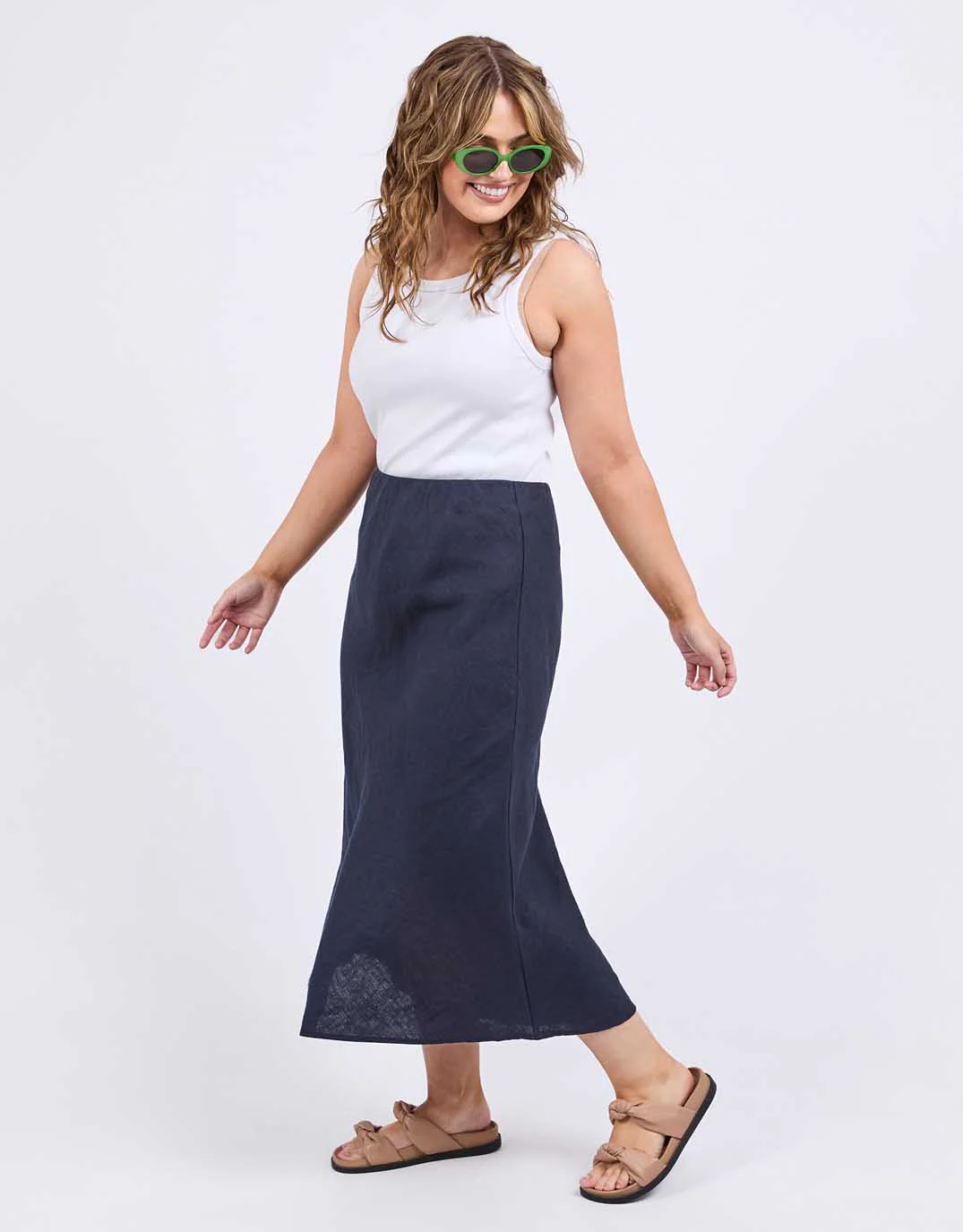 Eleni Linen Skirt - Dark Sapphire - Image 5