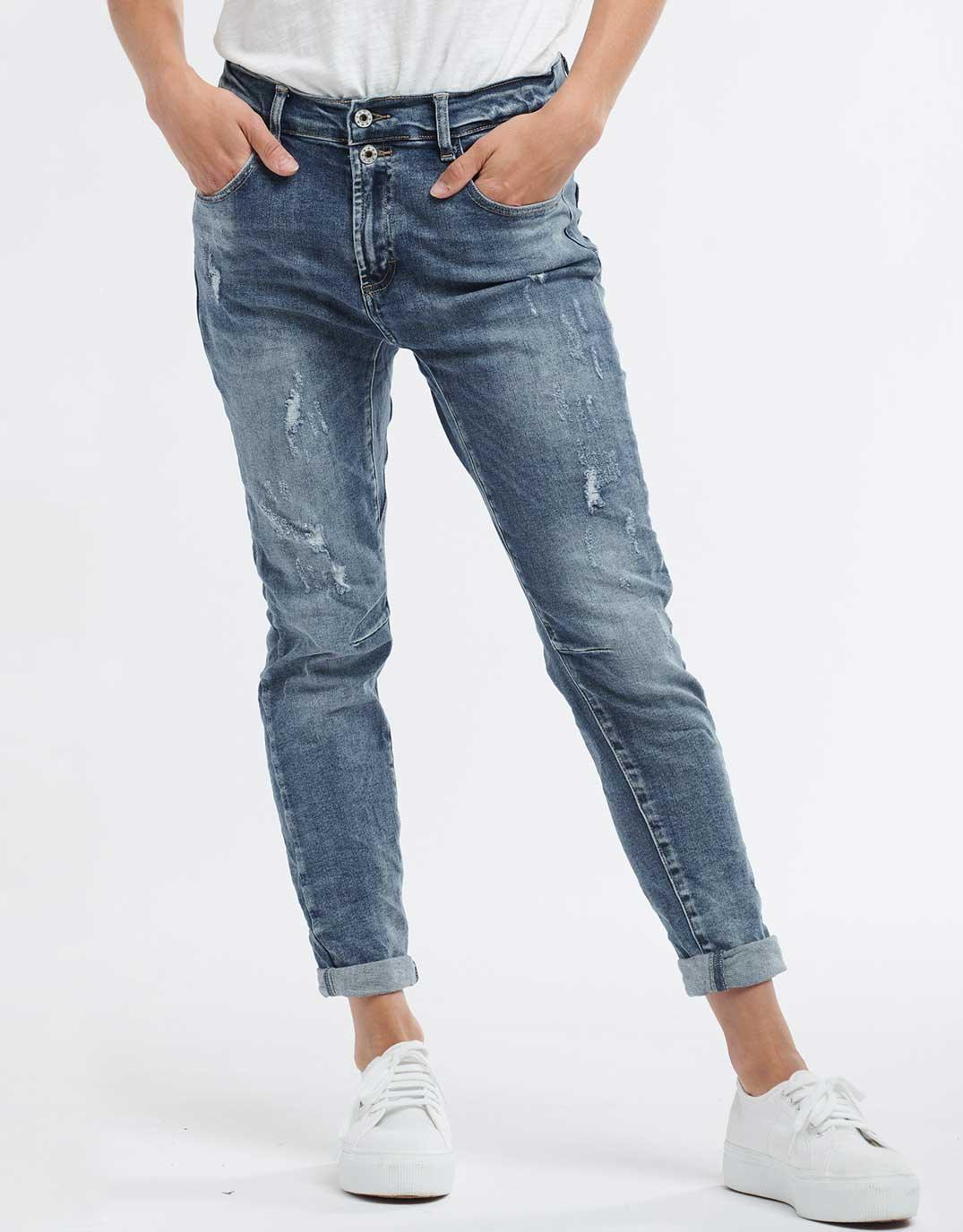 Emma Stretch Jean - Distressed Denim