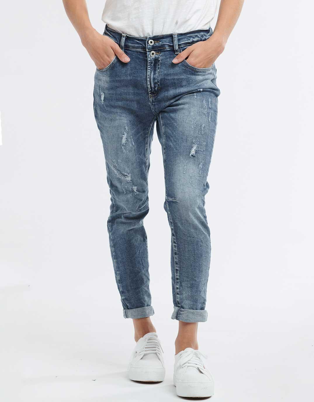 Emma Stretch Jean - Distressed Denim - Image 4