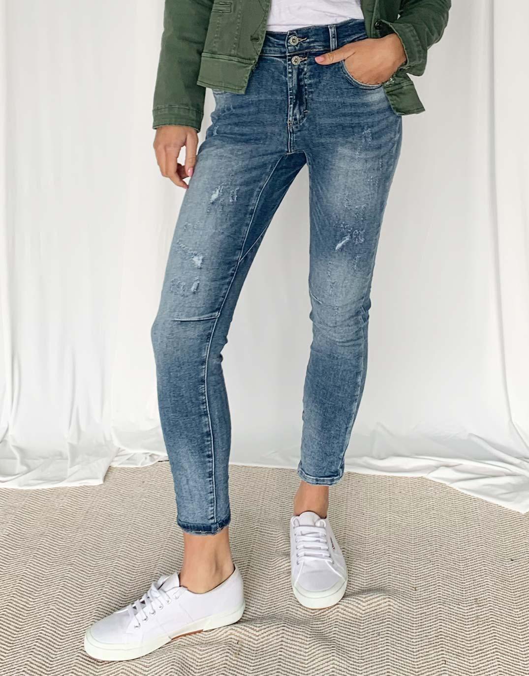 Emma Stretch Jean - Distressed Denim - Image 8