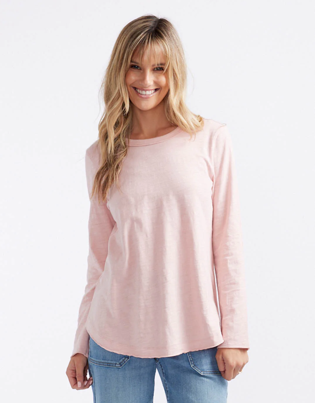 Essential Scoop Hem Long Sleeve T-shirt - Dusty Rose