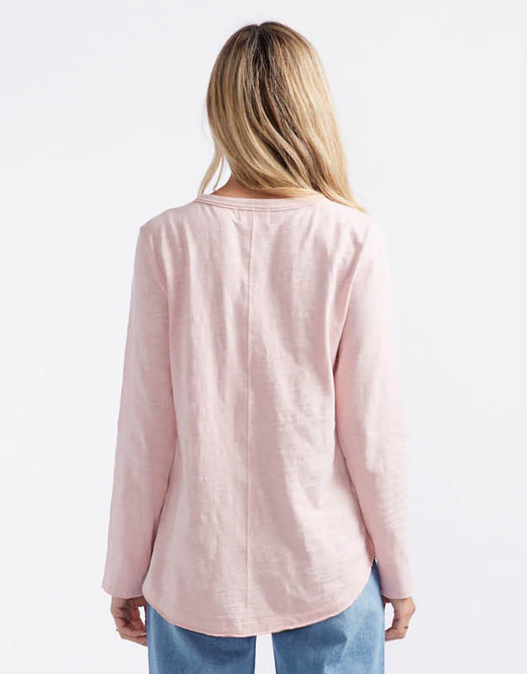 Essential Scoop Hem Long Sleeve T-shirt - Dusty Rose - Image 11