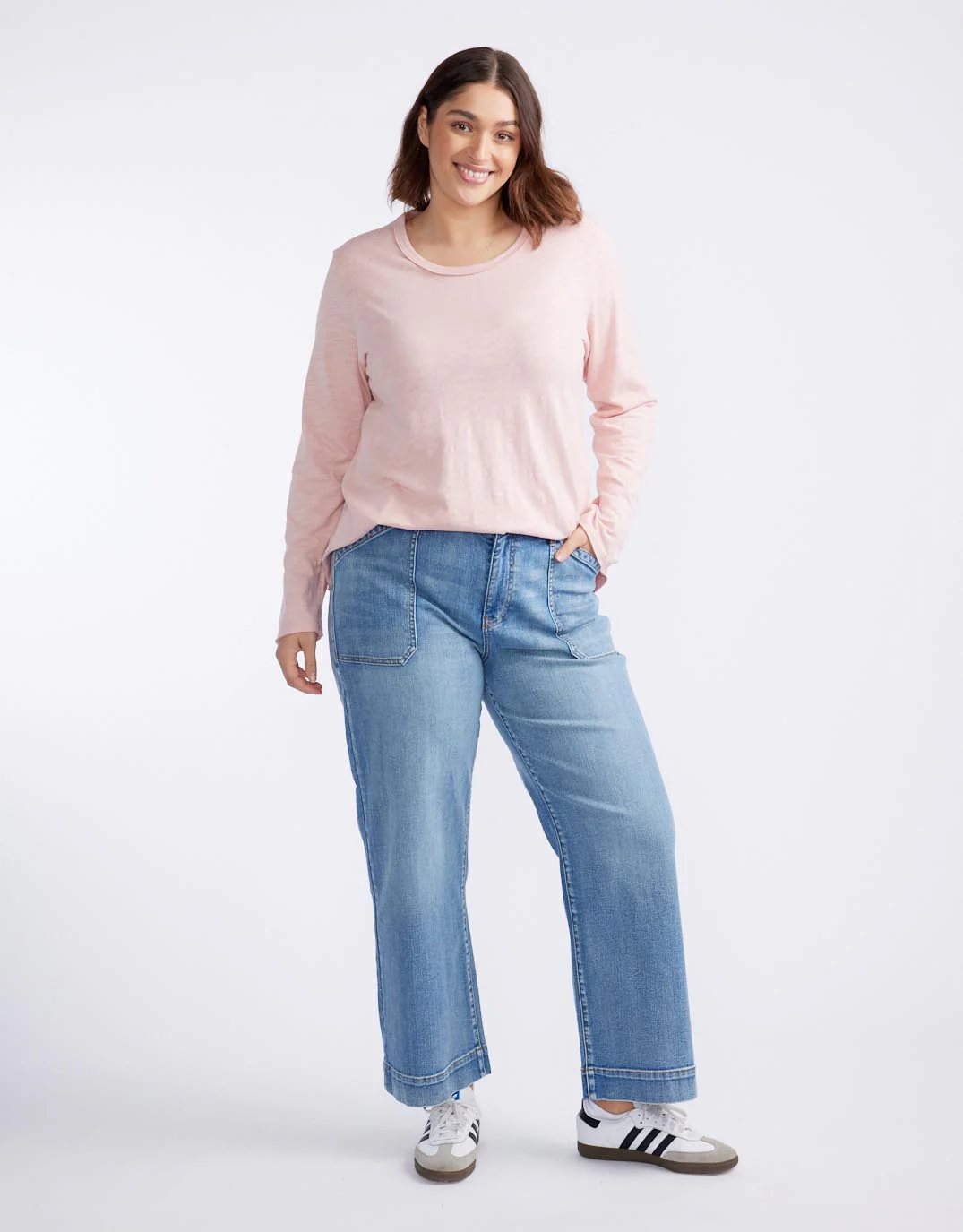 Essential Scoop Hem Long Sleeve T-shirt - Dusty Rose - Image 2