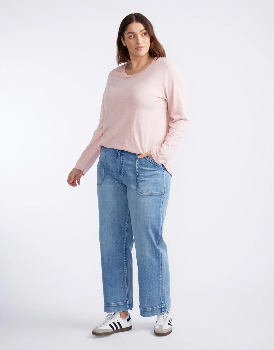 Essential Scoop Hem Long Sleeve T-shirt - Dusty Rose - Image 4