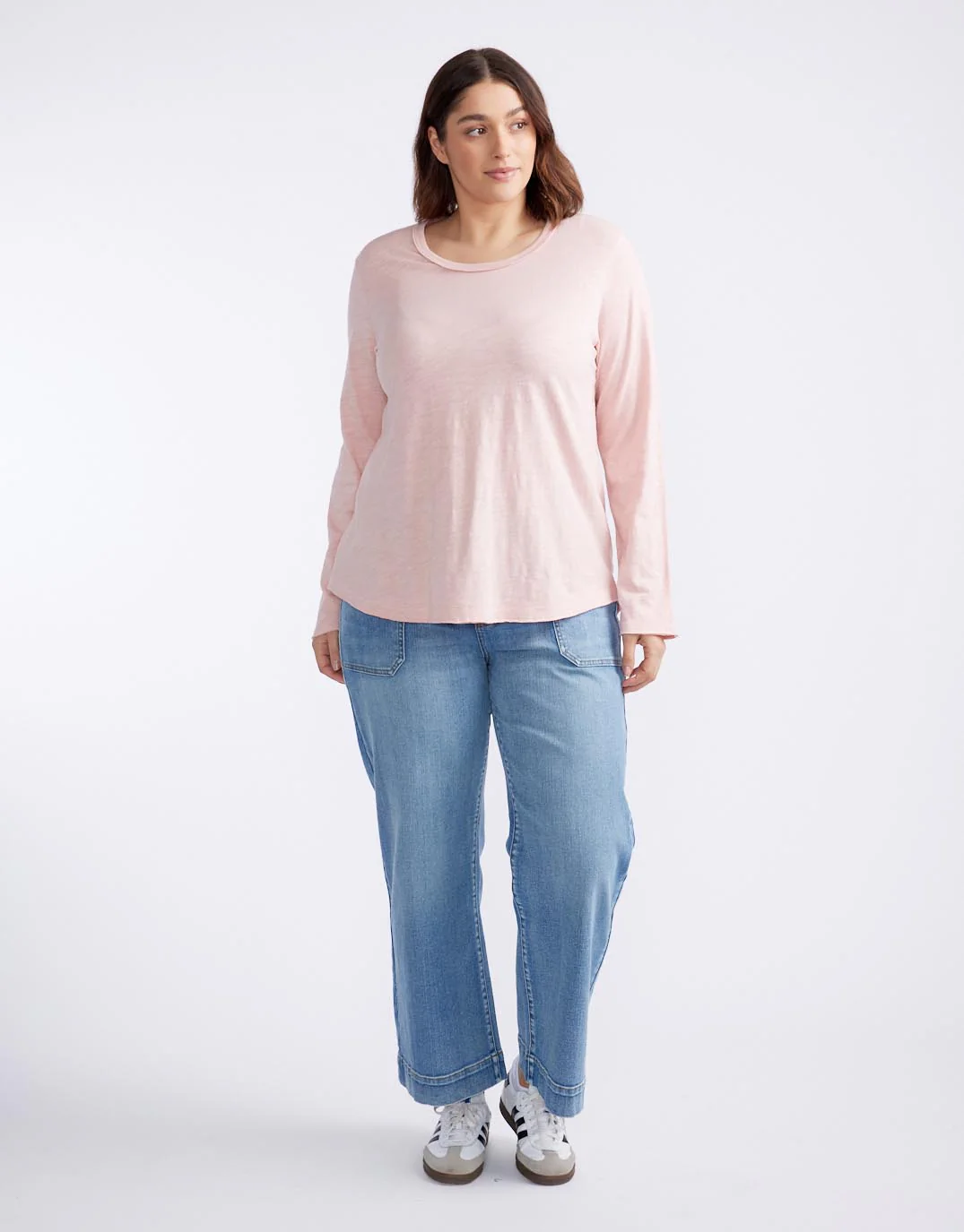 Essential Scoop Hem Long Sleeve T-shirt - Dusty Rose - Image 7