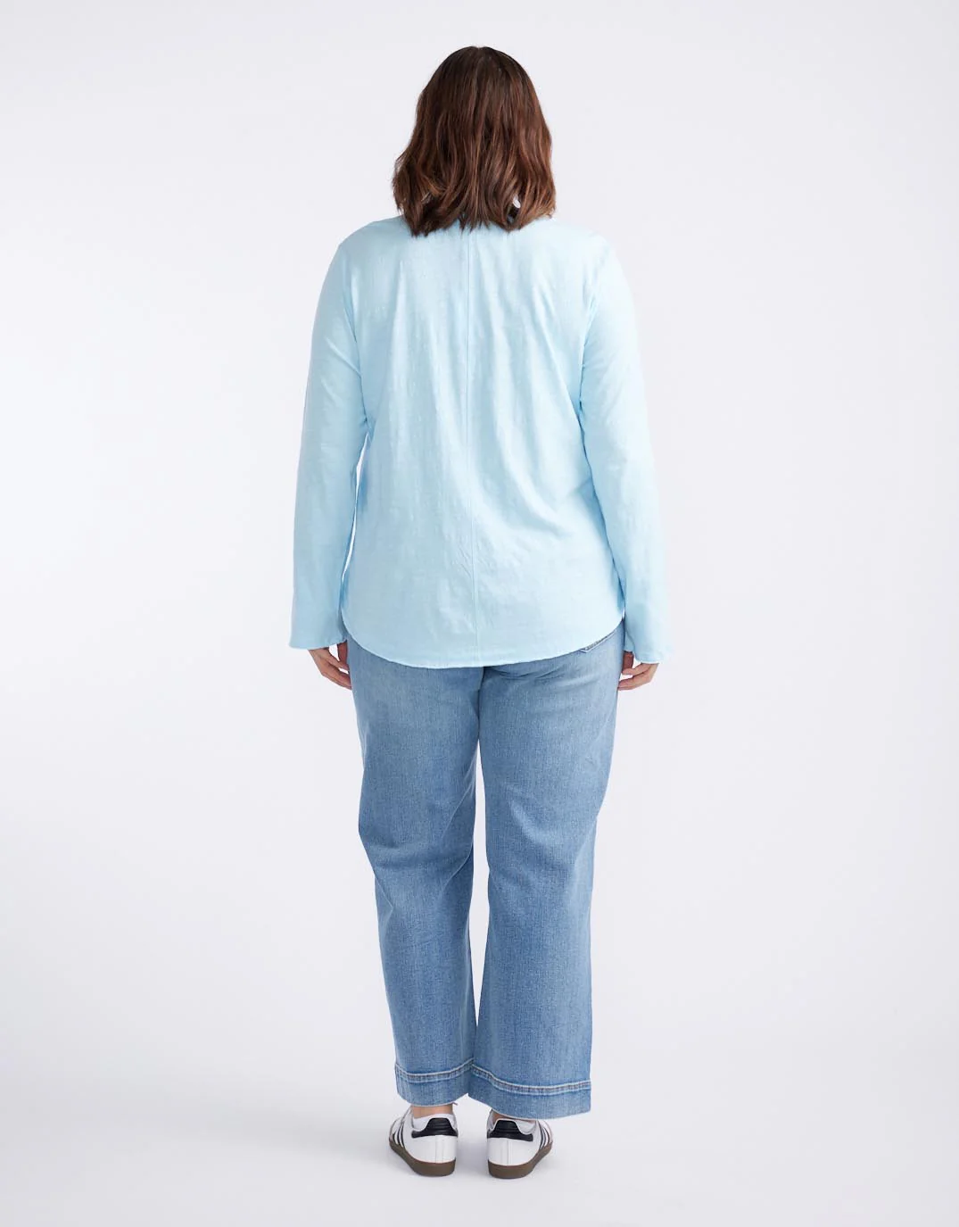 Essential Scoop Hem Long Sleeve T-Shirt - Ice Blue - Image 13