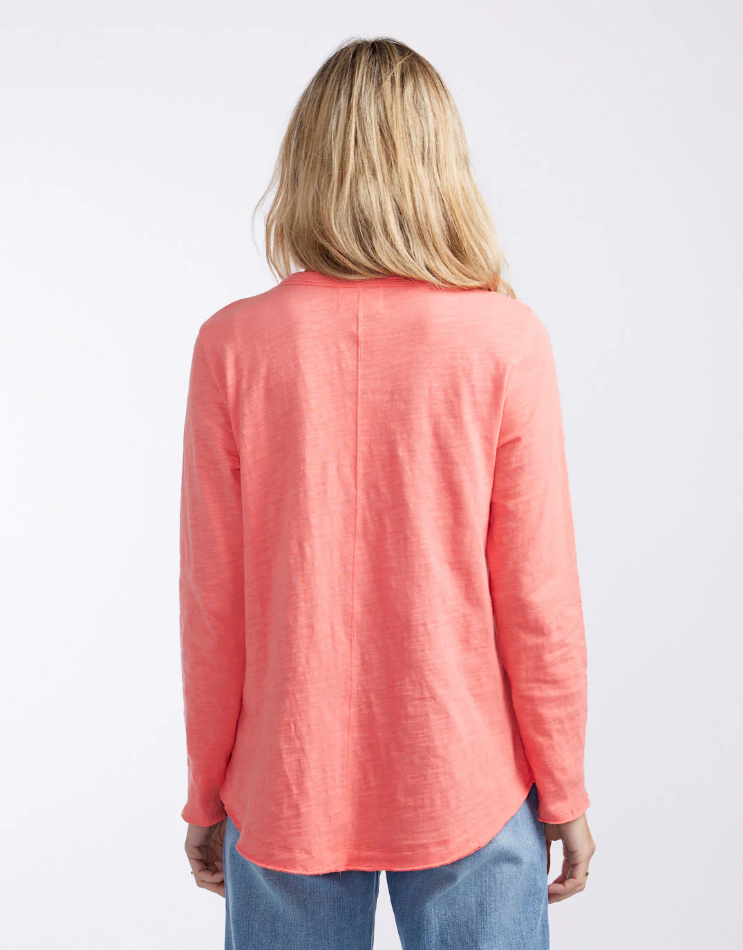Essential Scoop Hem Long Sleeve T-Shirt - Melon - Image 10