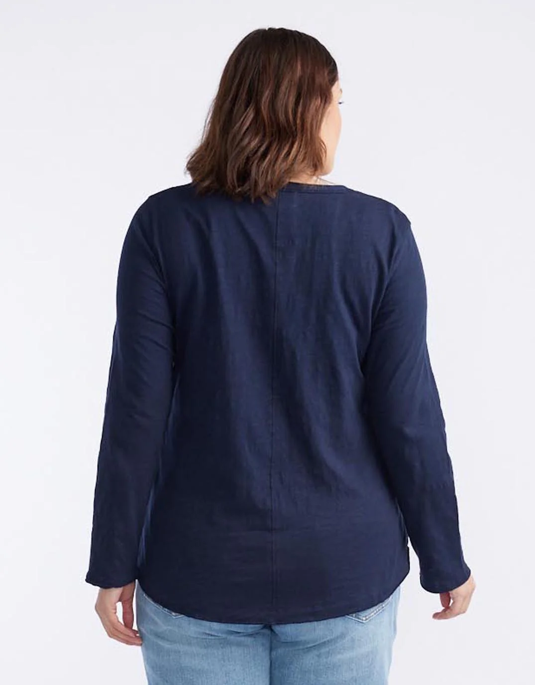 Essential Scoop Hem Long Sleeve T-shirt - Navy - Image 9