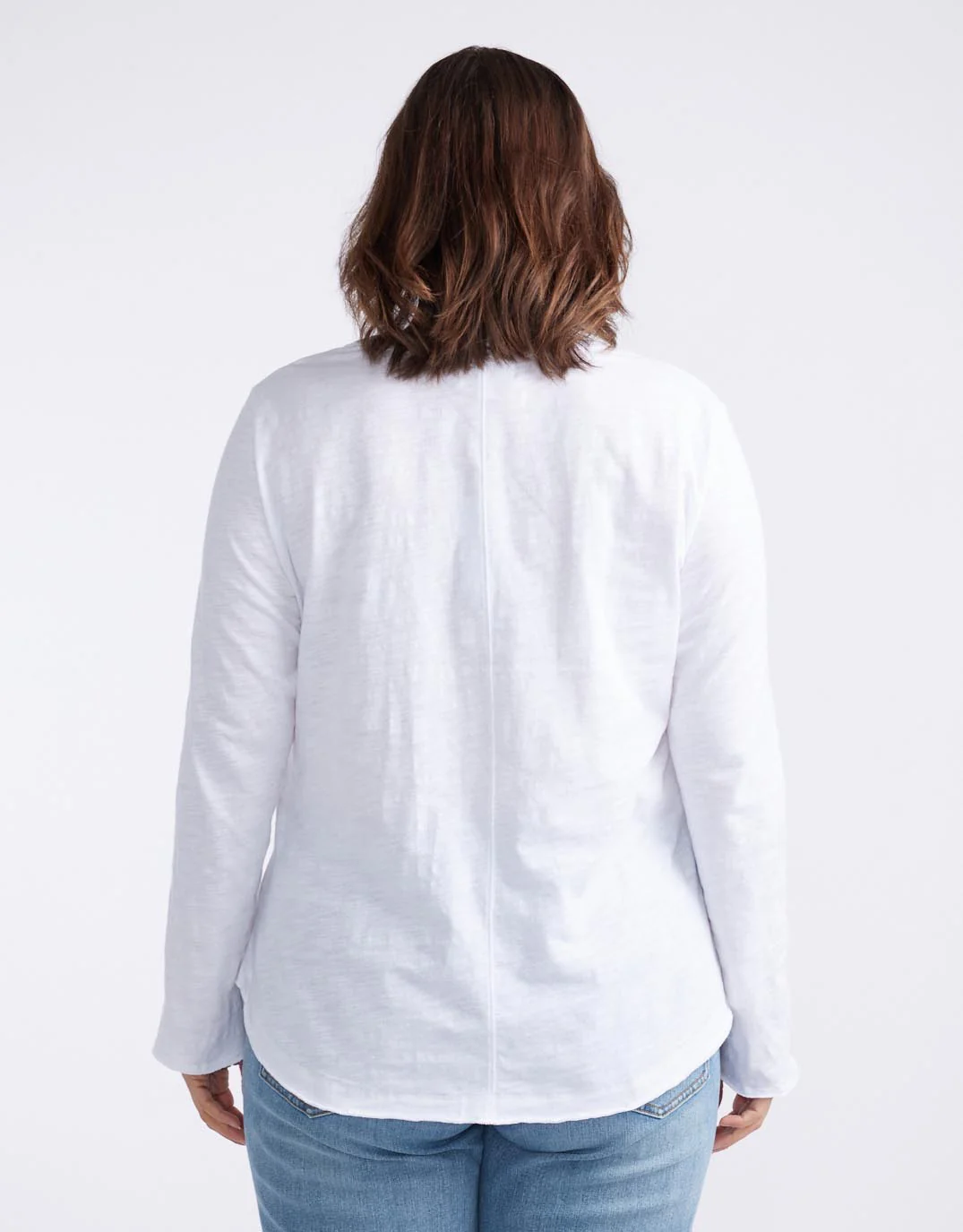 Essential Scoop Hem Long Sleeve T-shirt - White - Image 11