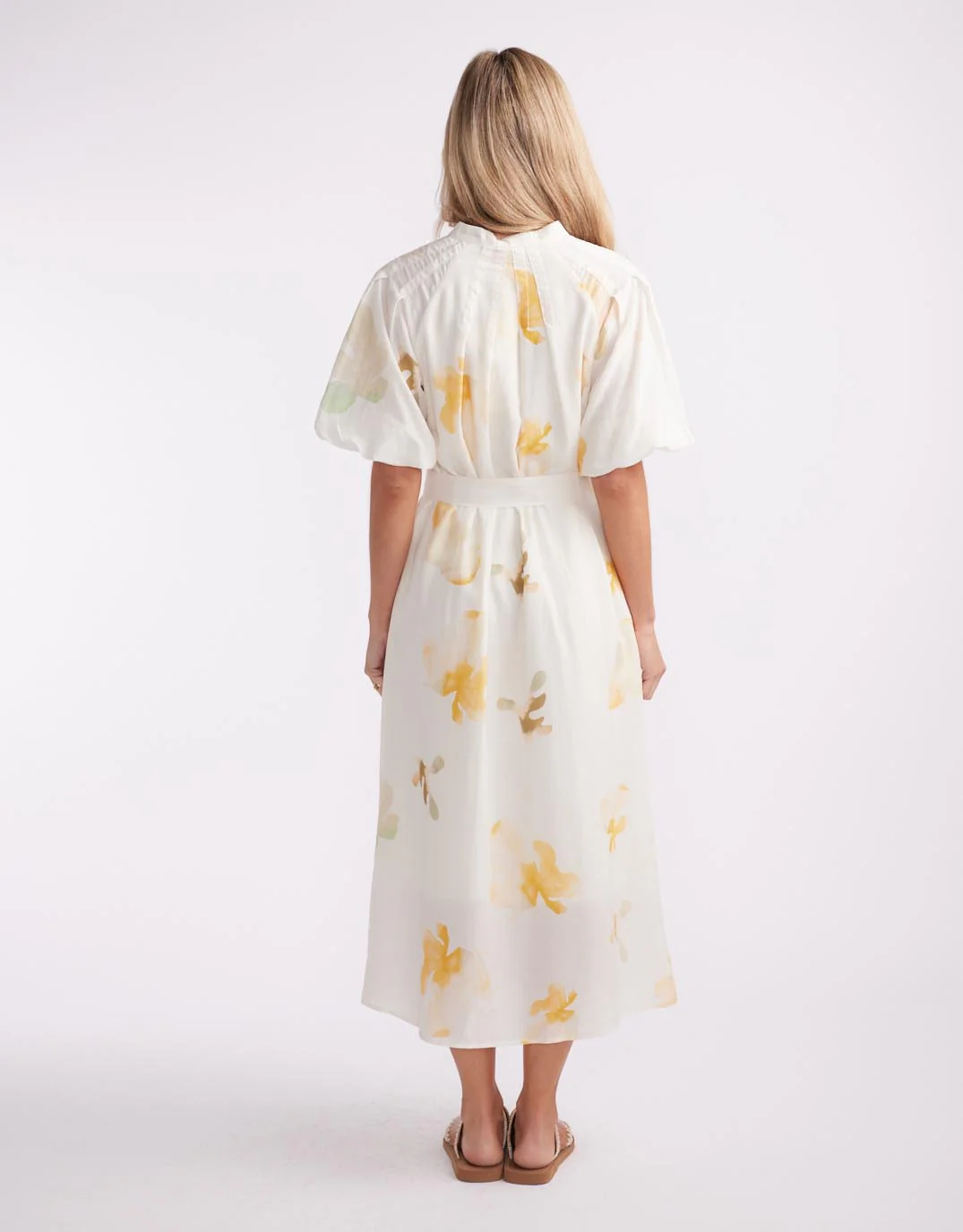 Fae Printed Short Sleeve Dress - Cream Floral - Image 4