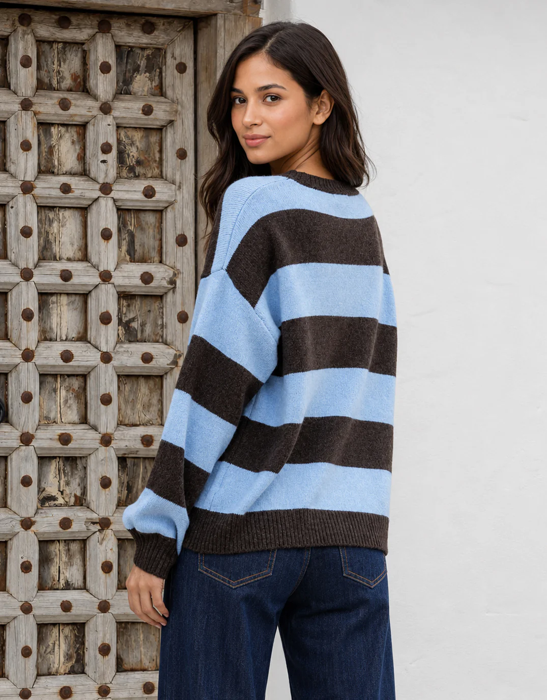 Frankie Knit - Choco/Powder Blue Stripe - Image 4